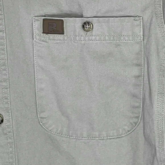 Wrangler Riggs Workwear Button Down Shirt Mens Large Button Up Pocket Tan Sand - Picture 5 of 8